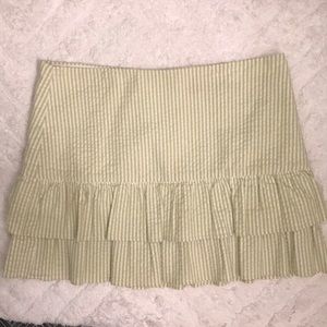 Light green seersucker ruffle mini skirt